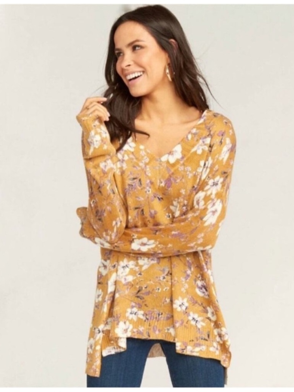 Show Me Your MuMu, Yellow Cliffside, Flirtin Floral Oversized Sweater XS